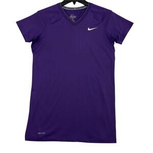 Nike Pro Combat Mens L T Shirt Purple Dri-Fit Compression Fitted Activewear